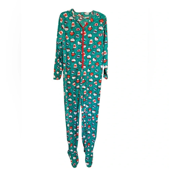 Hello Kitty Christmas pajamas onesie in green and red size large
BIN 24 - Picture 3 of 5